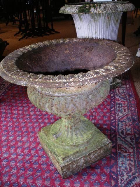 Pair of Victorian Cast Iron Garden Urns